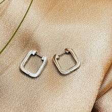Load image into Gallery viewer, Silver Steel Square Hoops
