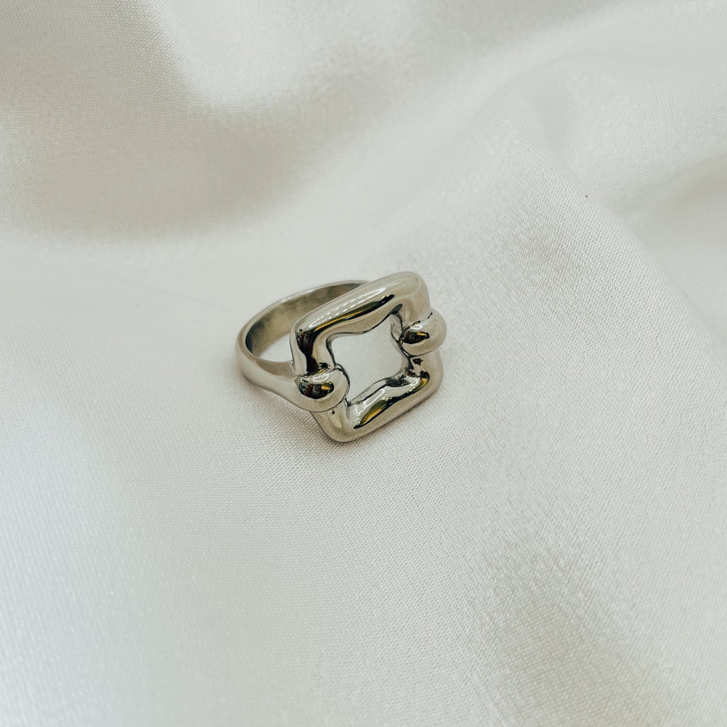 Silver Steel Square Ring